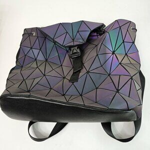 Backpack Bag Holographic Color Changing Geometric Pocket School Gothic Punk
